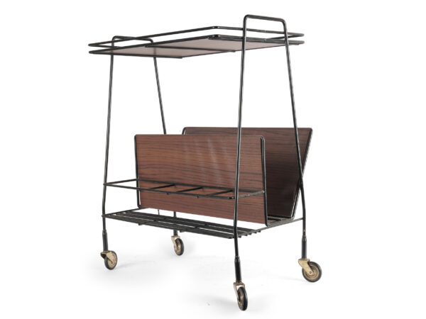 Serving trolley with newspaper rack
