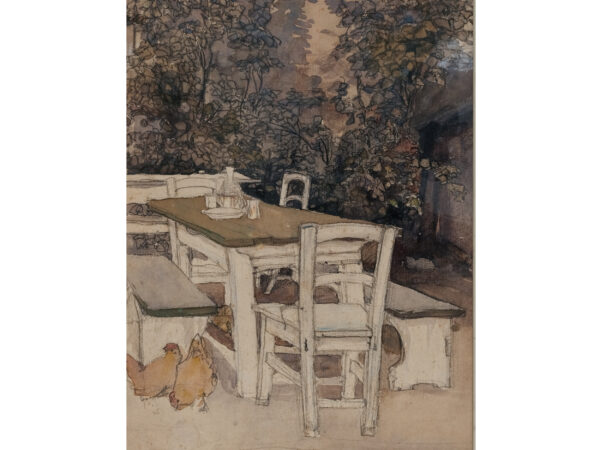 Aquarell mit Hühnern